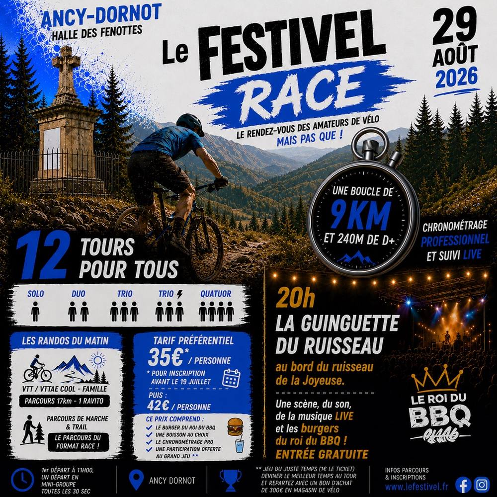 Affiche du Festivel, 29 août 2026 à Ancy-Dornot, illustrée par Hector Regis